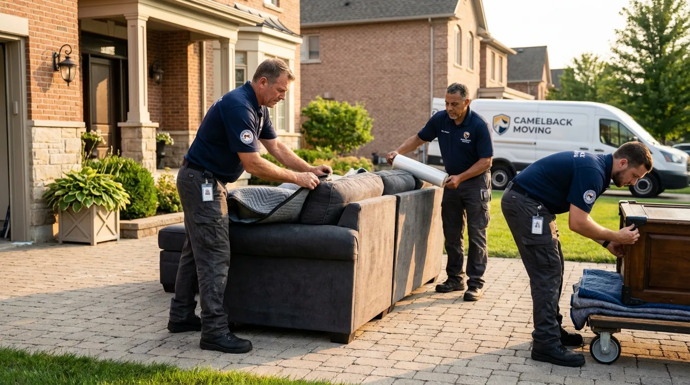 Large estate moving crew wrapping furniture in Union City, NJ