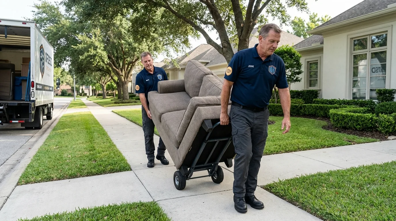 Local residential moving crew loading furniture in Union City, NJ
