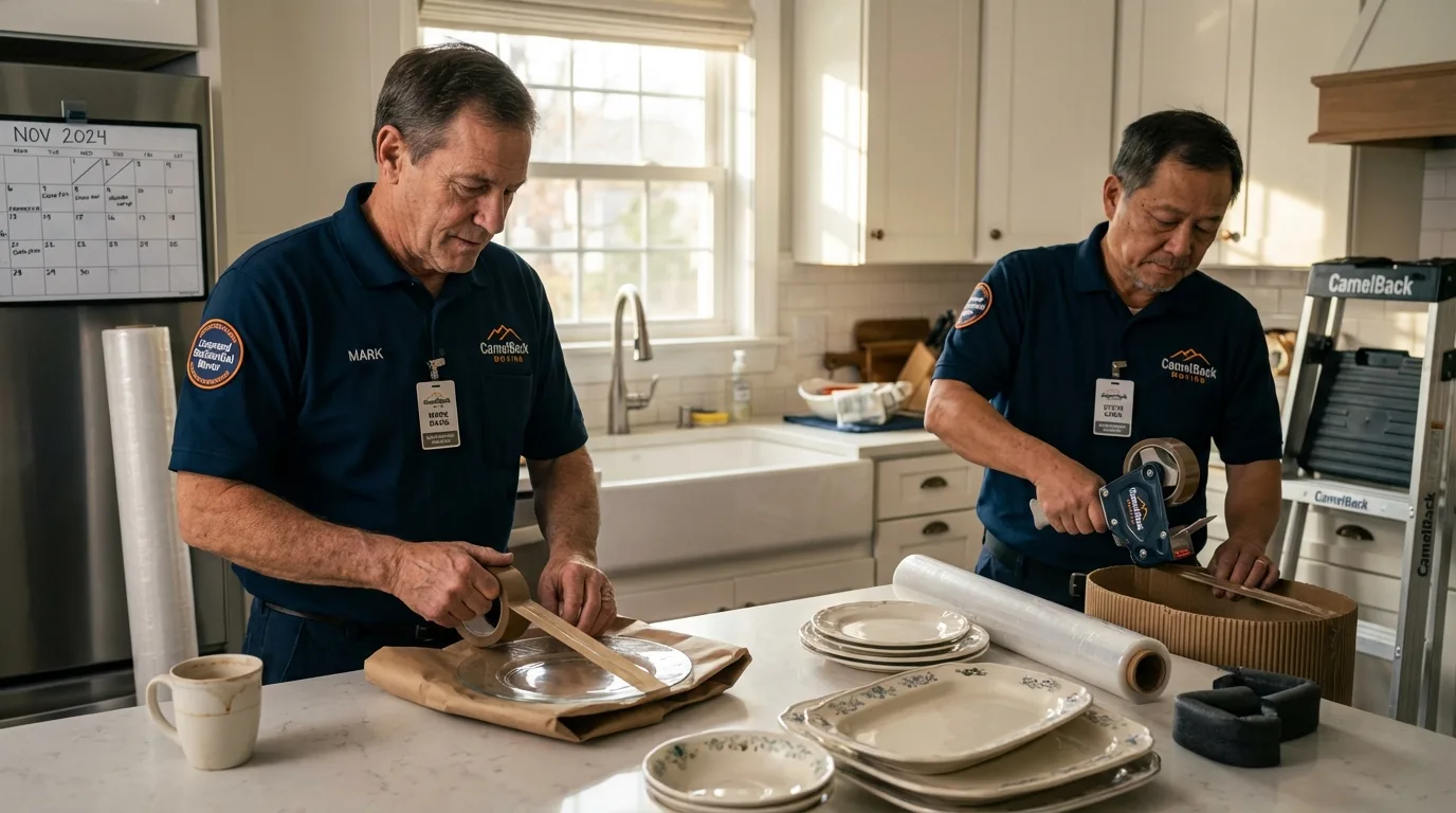 Professional crew packing kitchen dishware in Union City, NJ